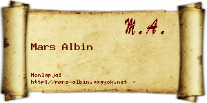 Mars Albin névjegykártya